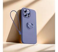 Sitthyw Coque pour iPhone 17 en Silicone Mat avec Anneau Support à 360° & Dragonne Amovible Housse Support Magnétique De Voiture, Souple Microfibre en intérieure Antichoc Case, Gris