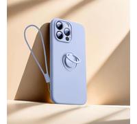 Sitthyw Coque pour iPhone 17 Pro Max en Silicone Mat avec Anneau Support à 360° & Dragonne Amovible Housse Support Magnétique De Voiture, Souple Microfibre en intérieure Antichoc Case, Lilas