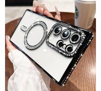 Sitthyw Coque pour Samsung Galaxy S26 Transparent à Paillettes Diamant Glitter Housse Compatible avec MagSafe Bling Luxe Filles Camera Protection TPU Flexible Anti-Rayures Antichoc Case, Noir