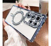 Sitthyw Coque pour Samsung Galaxy S26 Transparent à Paillettes Diamant Glitter Housse Compatible avec MagSafe Bling Luxe Filles Camera Protection TPU Flexible Anti-Rayures Antichoc Case, Bleu
