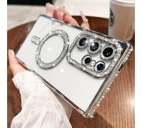 Sitthyw Coque pour Samsung Galaxy S26 Transparent à Paillettes Diamant Glitter Housse Compatible avec MagSafe Bling Luxe Filles Camera Protection TPU Flexible Anti-Rayures Antichoc Case, Argent