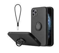 Sitthyw iPhone 13 Pro Max Coque avec Anneau Support à 360°& Silicone Bracelet étui Protection Housse Ring Stand Antichoc Bague de Voiture magnétiques Case Cover pour iPhone 13 Pro Max, Noir