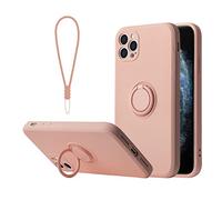 Sitthyw iPhone 13 Pro Max Coque avec Anneau Support à 360°& Silicone Bracelet étui Protection Housse Ring Stand Antichoc Bague de Voiture magnétiques Case Cover pour iPhone 13 Pro Max, Rose