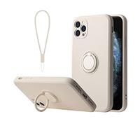 Sitthyw iPhone 13 Pro Max Coque avec Anneau Support à 360°& Silicone Bracelet étui Protection Housse Ring Stand Antichoc Bague de Voiture magnétiques Case Cover pour iPhone 13 Pro Max, Beige