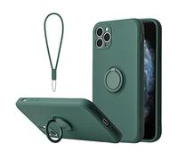 Sitthyw iPhone 13 Pro Max Coque avec Anneau Support à 360°& Silicone Bracelet étui Protection Housse Ring Stand Antichoc Bague de Voiture magnétiques Case Cover pour iPhone 13 Pro Max, Vert foncé