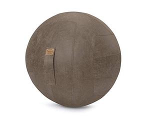 Sitting Ball Frankie Ballon de Gymnastique Ergonomique en Cuir synthétique avec Housse en Cuir synthétique et poignée de Transport, Lavable à 30 °C, diamètre : 65 cm, Marron