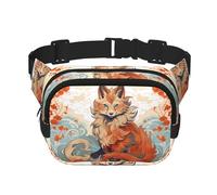 Sitting Fox Fitness Sac à bandoulière de voyage, sac banane tendance et décontracté, sac banane carré double couche, noir, taille unique, Noir/blanc, One Size