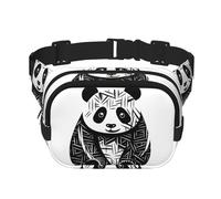Sitting Panda Sac à bandoulière de voyage, sac banane carré double couche, noir, taille unique, Noir , Taille unique