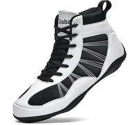 situkeke Chaussures de Boxe pour Hommes Respirantes Wrestling Shoes Chaussures de Boxe Professionnelle Professionnel Résistant À l'usure Unisex Noir Blanc 40 EU