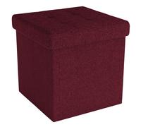 Intirilife Pouf Pliable 38x38x38cm en Rouge Cerise - Siège en Cube avec Espace de Rangement et Housse en Tissu avec Creux - Siège en Cube Repose-Pieds Coffre de Rangement Pouf Coffre