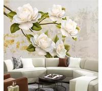siuayosdj 3D Mural Fleur Blanche Papier Peint Salon Fond Mur Décoration de La Maison Mur Tissu Peinture Murale, 3D, 350x245cm