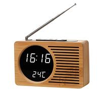 SIUKE Radio-réveil en Bois Rétro Multifonctionnel avec Grand Écran à Affichage Numérique Haute Définition