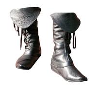SIULAS Bottes en Cuir Viking Gothic Knight - Bottes mi-Mollet pour Homme - pour Cosplay,Noir,45
