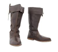 SIULAS Bottes médiévales en Cuir PU - Bottes d'équitation Courtes pour Hommes Bottines - Chaussures en Cuir Vintage Steampunk Knight pour Cosplay,Marron,42