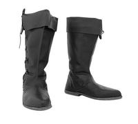 SIULAS Bottes médiévales en Cuir PU - Bottes d'équitation Courtes pour Hommes Bottines - Chaussures en Cuir Vintage Steampunk Knight pour Cosplay,Noir,46