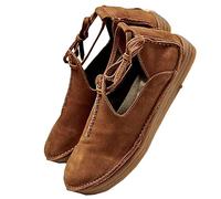 SIULAS Chaussures à fond plat en cuir PU médiéval - Bottes de sorcière Renaissance avec talon bas - Steampunk Retro Casual Leather Bootle Boots - Chaussures en cuir à tête ronde pour femmes,Jaune,39