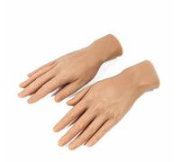 SIULAS Hommes Faux Mains Mannequin Silicone Main Modèle avec Flexible Doigt Articulations pour Tatouage Nail Art Pratique Bijoux Gant Montre Boutique Fenêtre Affichage,Wheat