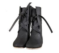 SIULAS Médiéval PU en Cuir Chevalier Bottes Renaissance Médiéval Cosplay Bottes Hommes Femmes Vintage Bottes Fond Plat Dentelle Up Chaussures,Noir,42