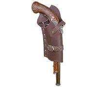 SIULAS Pirate Flintlock Holster pour Cosplay - Medieval Warrior PU Leather Pistol Holster Bag - Waist Hanging Knight Single Gun Holder Revolver Belt Holster - pour la Performance Dramatique,Marron