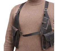 SIULAS Sac sous Arme en Cuir PU - Poche de Portefeuille Holster Double Holster en Cuir Vintage - Portefeuille de téléphonie antivol caché réglable,Marron,Life Size