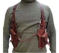 SIULAS Sac sous Arme en Cuir PU - Poche de Portefeuille Holster Double Holster en Cuir Vintage - Portefeuille de téléphonie antivol caché réglable,Rouge,Life Size