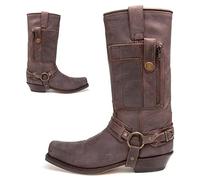 SIULAS Western Cowboy Boots - Bottes à Bout carré pour Hommes - Bottes médiévales en Cuir PU à Talon Bas Mid Tube Knights pour Cosplay,Gris,38