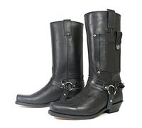 SIULAS Western Cowboy Boots - Bottes à Bout carré pour Hommes - Bottes médiévales en Cuir PU à Talon Bas Mid Tube Knights pour Cosplay,Noir,42