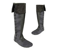 SIULAS Western Knee Boots - Medieval Knight Boots - Retro Gothic Pirate Witch Chaussures en Cuir - Bottes de Chevalier en Cuir PU -,Noir,43