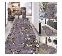 Siunwdiy 3D Fleur Tapis de Couloir Moderne Tapis de Couloir Tapis Cuisine antidérapant,Tapis Couloir Long antiderapant Tapis (100x300cm, Jaune)