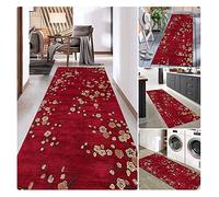 Siunwdiy 3D Fleur Tapis de Couloir Moderne Tapis de Couloir Tapis Cuisine antidérapant,Tapis Couloir Long antiderapant Tapis (100x150cm, Rouge)