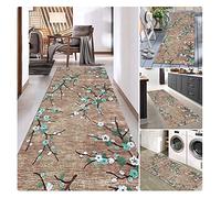 Siunwdiy 3D Fleur Tapis de Couloir Moderne Tapis de Couloir Tapis Cuisine antidérapant,Tapis Couloir Long antiderapant Tapis (60x180cm, Turquoise)