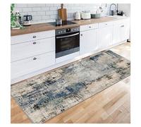Siunwdiy 50X200CM Tapis de Couloir antidérapant pour Couloir, Bleu,Marron, Abstrait, Lavable, pour décoration intérieure, Cuisine, Couloir, Salon, Porte avec Dos en Caoutchouc