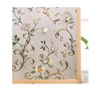 Siunwdiy Auto-adhésif Film de Protection de Film décoratif, Statique adhésif Verre givré Feuille Anti-UV pour Bureau Salle de Bain Chambre Film fenêtre Opaque 3D,Flowers,45x300cm