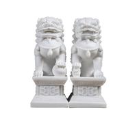 Siunwdiy Blanc Feng Shui Foo Dog Lion Statue, Paire De Beijing Fu Foo Chiens Statues De Tue-Tue De Tue-Tue du Guardian Feng Shui Décor, Figurine Wward Éteil Énergie,Blanc,Large