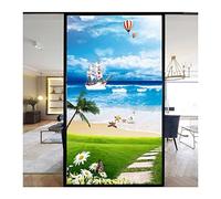 Siunwdiy Bleu Film Fenetre Anti Regard Film Occultant Fenêtre Film Electrostatique Bon Intimité Film Opaque pour Vitre Anti UV Dépoli pour Bureau Maison Salle de Bain Chambre Cuisine60X110CM