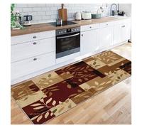 Siunwdiy Brun Tapis Cuisine Devant Evier Lavable Antiderapant, Tapis Couloir, Tapis De Cuisine Couloir Passage 60x160cm d'allée Fleur Vintage Tapis Au Metre, Taille Personnalisable