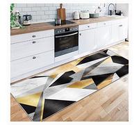 Siunwdiy Carpet Runner Halway Kitchen Slip - Résistant Lavable Jaune Gris Gris Noir et Blanc Moderne Marchandises du Tapis Coureur de Gueule,Geometry,60x340cm