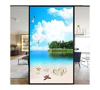 Siunwdiy Ciel et mer Tropicale Fenêtre Décorative Film De Confidentialité Film De Fenêtre Givrée Film De Vitrail Film De Fenêtre Adhère Statique pour La Maison Chambre Salle De Bain60X150CM