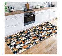 Siunwdiy Couleur Antidérapant Tapis Couloir Long Tapis au 2.4 Mètre Tapis de Passage Lavable Tapis Entrée Cuisine Évier Chambre Escaliers Galets 3D,Personnalisable,70X240CM