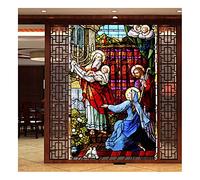 Siunwdiy Film de fenêtre, Church Vitrail Verre Film Décoratif Anti-UV Anti-UV Statique Privacy Privacy Clings Film Jésus Chiffres Religieux Décor,9,30x120cm