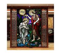 Siunwdiy Film De Fenêtre Givré Décoratif Auto-Adhésif, Église Rétro Sticker Vitrail Sticker De Vitraux, Chambre À Coucher Salon Salle De Confidentialité Film pour Vitres,D,60x100cm(24"x40")