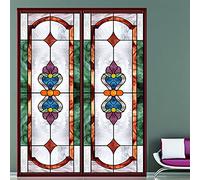 Siunwdiy Film de fenêtre vitraux cercée de l'église, confidentialité décorative Religieuse Static Clings Stickers de fenêtre pour Bureau à Domicile,Opaque,70x120cm