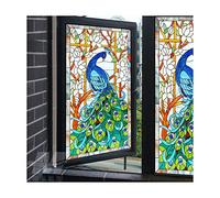 Siunwdiy Film De Protection Auto-Adhésif, Film De Fenêtre, Film De Décoration en Verre, Coloré, PVC, Salle De Bain Au Domicile Vivre Décoratif,Peacock,60x100cm