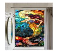 Siunwdiy Film Décoratif d'Intimité Style Féerique Motif Patchwork de Sirènes Adhésif Statique Fini Dépoli Bloque Les UV pour Portes et Fenêtres de Toutes Les Pièces,B44,30x80cm