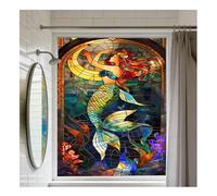 Siunwdiy Film Décoratif d'Intimité Style Féerique Motif Patchwork de Sirènes Adhésif Statique Fini Dépoli Bloque Les UV pour Portes et Fenêtres de Toutes Les Pièces,A44,30x80cm