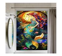 Siunwdiy Film Décoratif d'Intimité Style Féerique Motif Patchwork de Sirènes Adhésif Statique Fini Dépoli Bloque Les UV pour Portes et Fenêtres de Toutes Les Pièces,D44,70x200cm