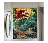 Siunwdiy Film Décoratif d'Intimité Style Féerique Motif Patchwork de Sirènes Adhésif Statique Fini Dépoli Bloque Les UV pour Portes et Fenêtres de Toutes Les Pièces,F44,30x100cm