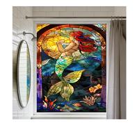 Siunwdiy Film Décoratif d'Intimité Style Féerique Motif Patchwork de Sirènes Adhésif Statique Fini Dépoli Bloque Les UV pour Portes et Fenêtres de Toutes Les Pièces,I44,30x80cm