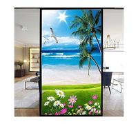 Siunwdiy Film Fenetre Anti Regard, Film Electrostatique Vitre, Lac de forêt de Arbres Rouge Bleu Film pour Vitre Anti UV Bureau Maison Salle de Bain Chambre Cuisine ，60X110CM