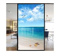 Siunwdiy Film Fenêtre Anti Regards Statique Autoadhési,3D Opaque de Vitrail Film,Non-adhésif dépoli Film Anti UV,Film Fenetre Idéal pour Chambre,Bureau,Cuisine- Exotic Beach Sky Vivid 50X100CM